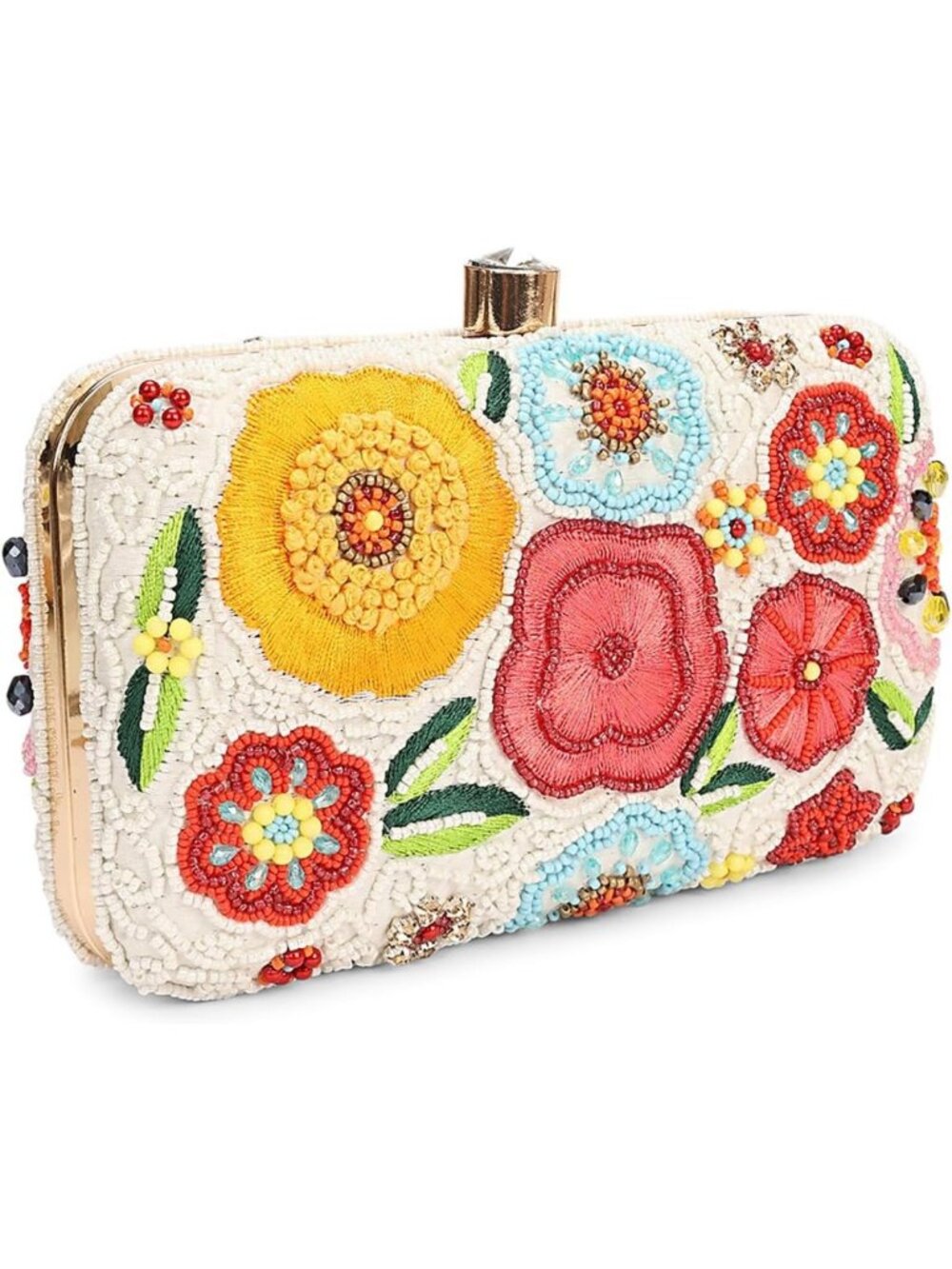 Handcrafted Floral Embroidered Box Clutch with Chain Strap | Beaded Evening Bag